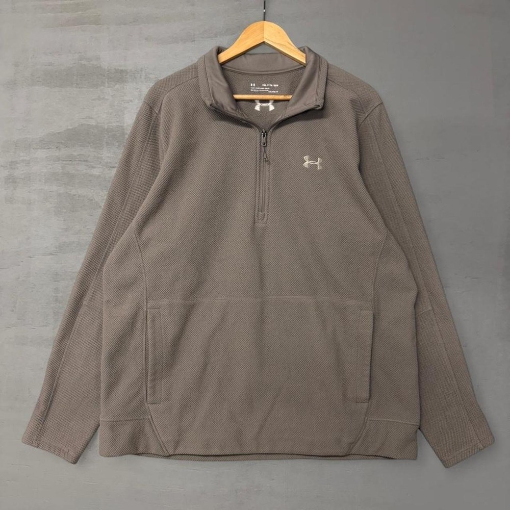 Under Armour ColdGear Quarter Zip Pullover Taupe Brown‎ Textured Fleece XXL